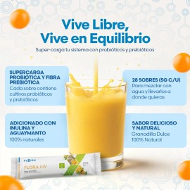 Fuxion Flora Liv Bebida Prebióticos Probióticos 28u