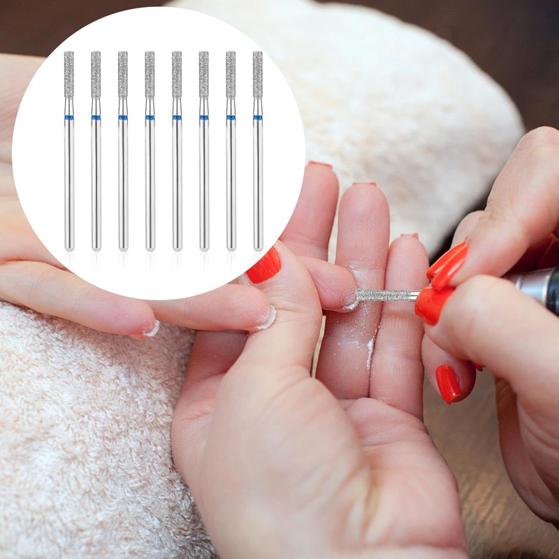8pcs Cuticle Drill, 2.1 mm Cylinder Cuticle Cleaning Drill Professional