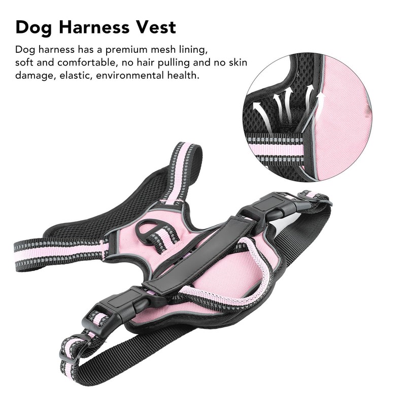 Dog Harness Double Layers Adjsutable Breathable Mesh Reflective Escape Proof