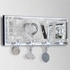 SHYFOY Home Key Holder Silver with 4 Crystal Hooks, Mirrored