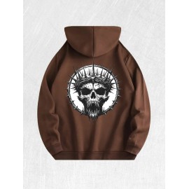 Crown of Thorns Skull Hoodie 100% Cotton US Warehouse 7 ColorsColor: Brown, Size: M