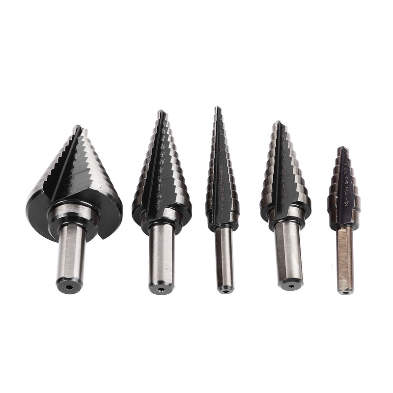 5Pcs Step Drill Bit Set Alloy Steel High Accuracy Multifunctional