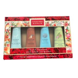 Crabtree And Evelyn 4 pc Hand Therapy Set .9 Oz each La Source, Gardners, Goat Milk, Sweet Almond Oil Hand lotion