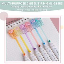 Daphilly Double-headed Highlighter Markers, 6Pcs of 12 Flat Heads, Cute Light Color Eye Protection Highlighters, Bright and Vintage Markers for Office Supplies (Double-headed)