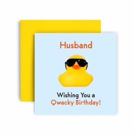 Huxters Birthday Cards for Men - Qwacky Birthday Husband Birthday Card for him - Funny Anniversary Card for Husband Fun Happy Birthday - 14.8cm (Husband)