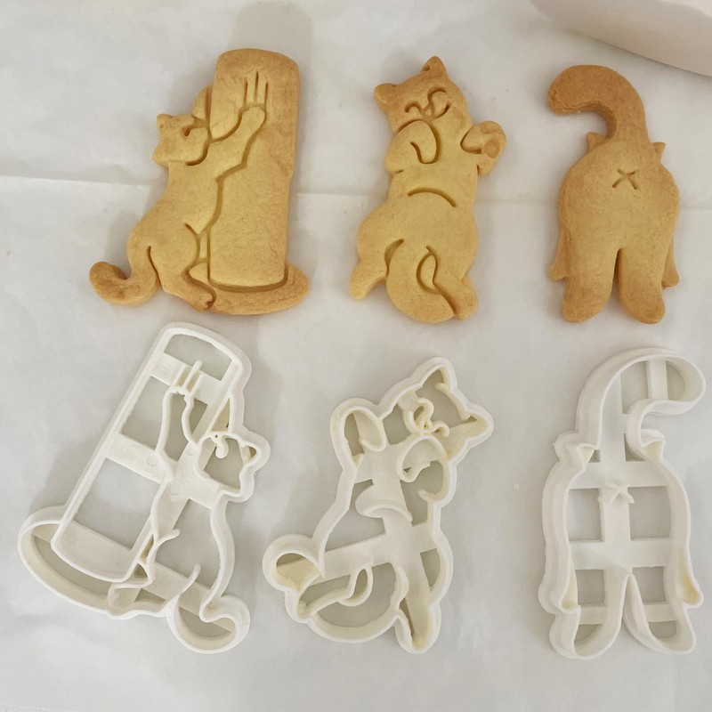3Pcs Cat Butt Cookie Cutters, 3D Cat Cookie Cutters for