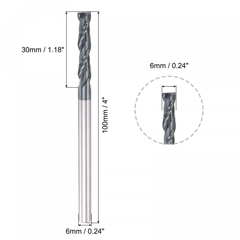 sourcing map Square Nose End Mill, 6mm Tip Dia Solid