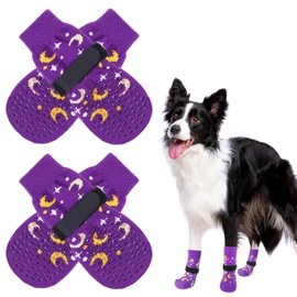 SCENEREAL Anti Slip Dog Socks to Prevent Licking Paws for Hardwood Floors, Double Sides Dog Shoes Boots & Paw Protectors for Hot/Cold Pavement, Dog Grippy Booties for Small Medium Large Senior Dogs