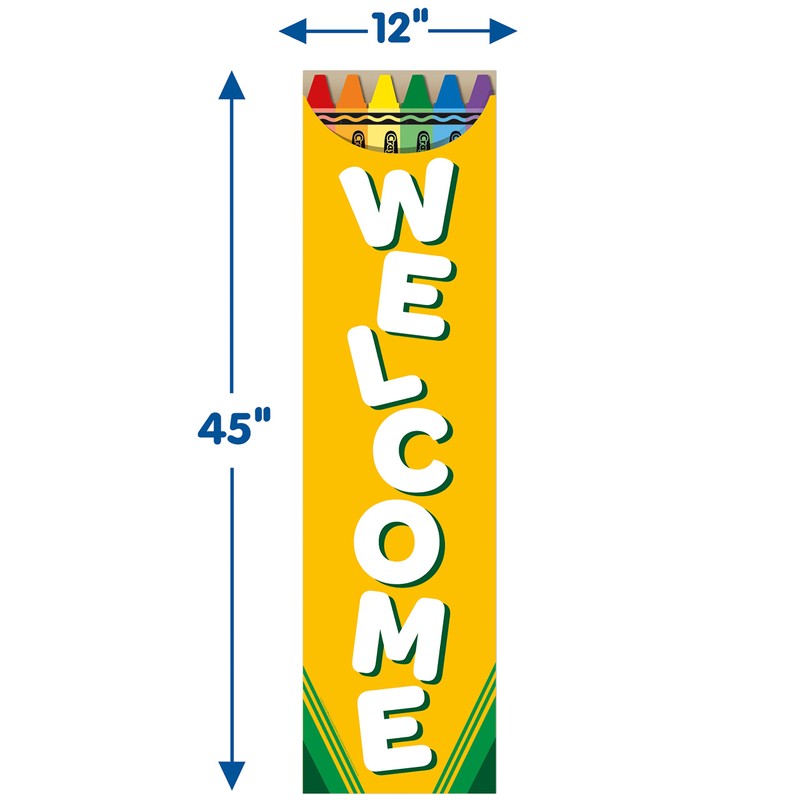 Eureka Crayola Welcome Vertical Classroom Banner for Teachers, 12" x