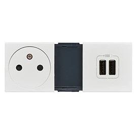 Legrand Mosaic leg99605 Power Outlet with 2 USB Charger, White