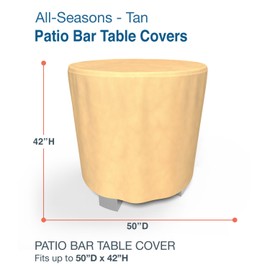 Budge P5A32SF1 All Seasons Patio Bar Table Cover Lightweight, UV-Resistant, Tan