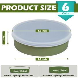 Koluti Silicone Ramekins set of 6, 4oz Shallow Creme Brulee Bowl with Lid, Oven Safe Souffle Baking Mini Dish, Pudding Dessert Dipping Sauce Cups, BPA Free, Microwave & Freezer & Dishwasher Safe