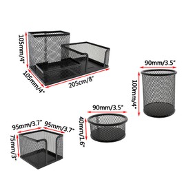 GKYZBB Black 4-piece set desk organizers and storage, pencil holders and sticky note holders on the desk, paper clip holder, suitable for office, home and school