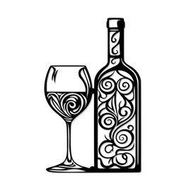 Metal Wine Wall Decor Black Wall Art for Kitchen Modern Bar Sign for Home Dining Room Decoration (Wine)