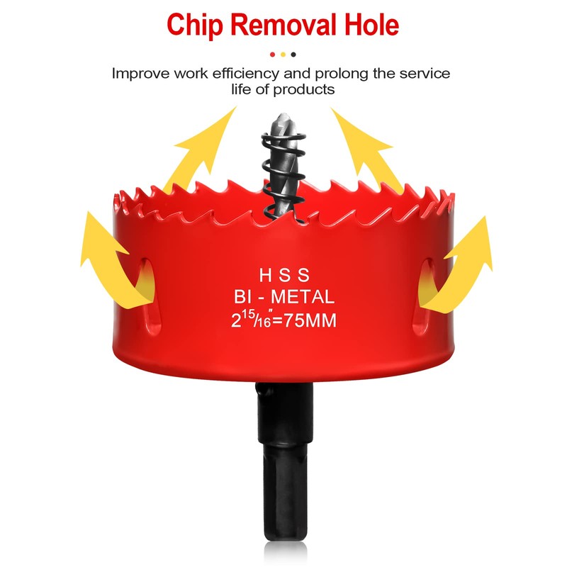 75mm Hole Saws Cutter, HSS Bi-Metal Drill Bit for Wood,
