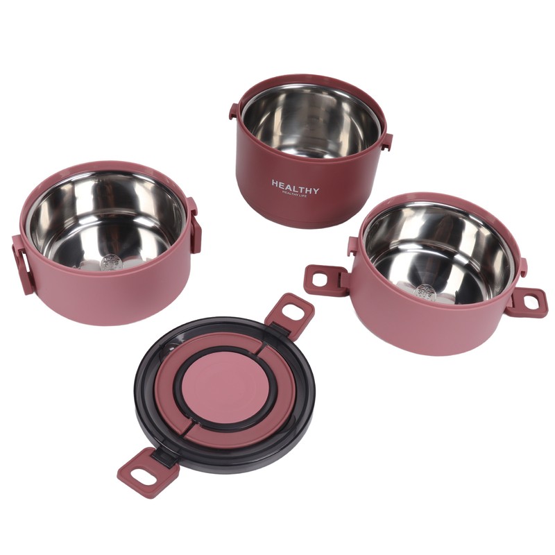 Thermal Lunch Box 2200ml Three Layer Detachable Compartment Design Portable