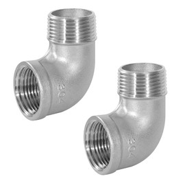 QZKJQDD 2 Pcs 304 Stainless Steel 90 Degree Elbow Fittings, 1/4" BSP Female Pipe to 1/4" BSP Male Pipe Fitting, for Pipe Connecting Conversion, Gas, Fuel, Water