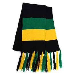 Armycrew RGY Rasta Knit Acrylic Winter Scarf with Fringes - Black Yellow Green