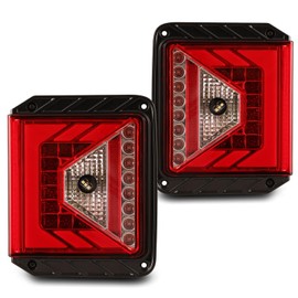 HEADLIGHTSDEPOT Chrome LED Tail Light Set With Red Lens Compatible With Jeep Wrangler JK 2007-2018