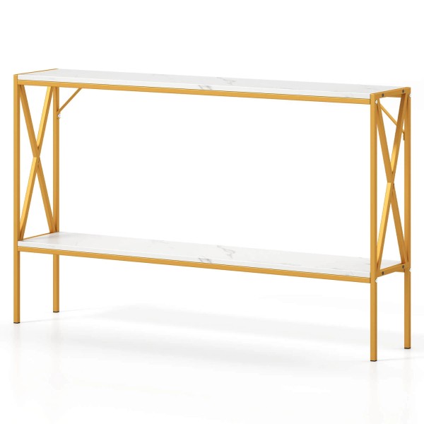 Costway Narrow Console Table 2-Tier Entryway Table w/ Storage 2