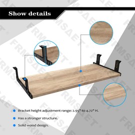 FRMSAET Furniture Accessories Office Product Desk Suits Hardware 20/24/30 inches Keyboard Drawer Tray Wood Holder Under Desk Adjustable Height Platform. (24 inches, Burlywood)