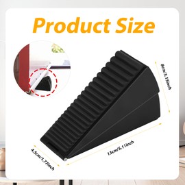 Tall Door Stopper, Stainless Steel Door Wedge Rubber Doorstop Floor Wedge Door Holder Security for Bottom of Door High Door Stop Hardware for Any Heavy Door (Black)