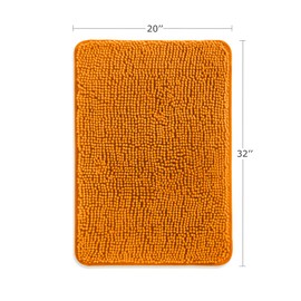 Yeaban Chenille Bathroom Rugs Non-Slip Thick Plush Bath Mat - Absorbent Washable Bath Rugs for Bathroom Shower Sink Carpet (Orange, 20" x 32")
