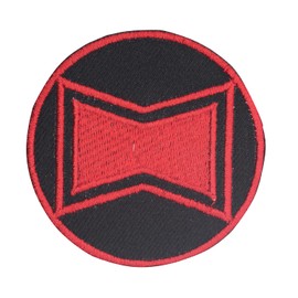 LUQI Widow Super Hero Movie Logo Iron On Sew On Embroidered Patch Badge Applique for Clothes Shirts Jeans etc, Black And Red, 7CM x 7CM
