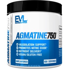 Evlution Agmatine Sulfate Nitric Oxide Powder Nutrition High Strength Agmatine Sulfate Powder Nitric Oxide Supplement for High Intensity Pumps Muscle Growth Recovery and Performance - Unflavored