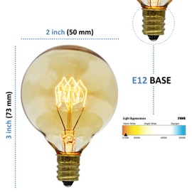 Vintage Edison Bulbs, G50 Globe, 40w, E12 Base (Small), 6-Pack