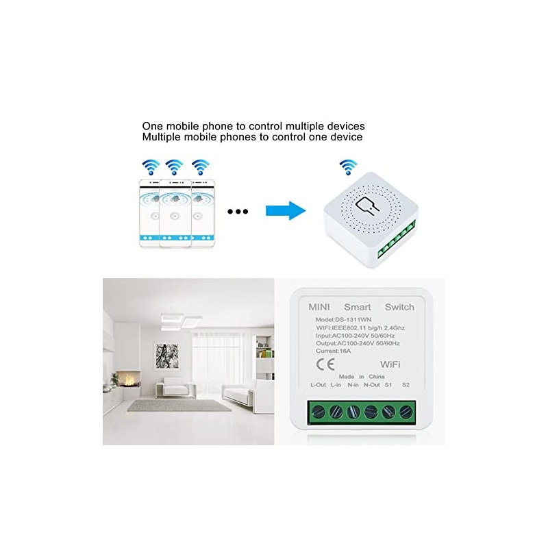 Mini Interruptor WiFi Inteligente, Módulo de Interruptor de Luz DIY,