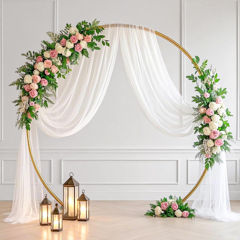 FANPROMS Wedding Arch Drapes White Sheer Fabric 18FT 2 Panels