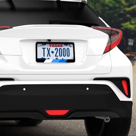 2Pcs Tri-Color License Plate Frames for Toyota, Metal Black License Tag Plate Universal Fit for Cars, Trucks and SUVs (WhiteBlueBlue-Down)