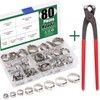 Keadic 81Pcs Single Ear Hose Clamps, 6-23.5mm Stepless Hose Clamps