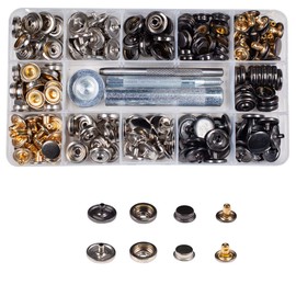 INNETOC 60 Sets - 15mm 5/8" 2 Color Eco-Friendly Heavy Duty Leather Snap Fasteners Kit with 4 Tools, Snaps for Leather DIY. (2 Color, 15mm Brass)