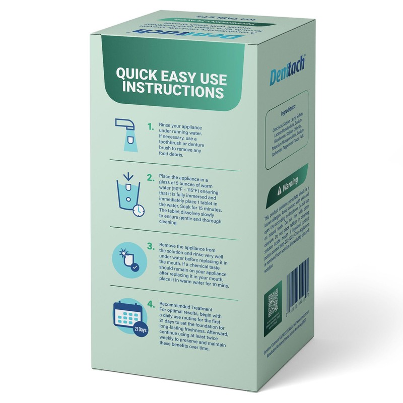 Denttach Clean Retainer Cleaner Tablets, Denture Cleaning Tablets, Maximum Strength