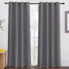 NICETOWN Blackout Doorway Curtain 80 inch Length - Grommet Room Darkening Thermal Insulated Soundproof Window Treatments for Bedroom/Closet (1 Panel, 46 x 80 Inch, Grey)