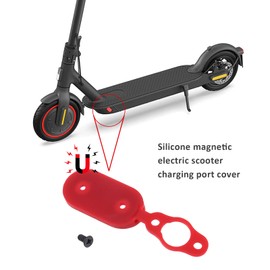 ECSiNG 2pcs Silicone Charge Port Cover Protector Waterproof Anti Dust Plug Charging Interface Port Protector Compatible with Xiaomi 1S Essential Pro/Pro2 Electric Scooter Red