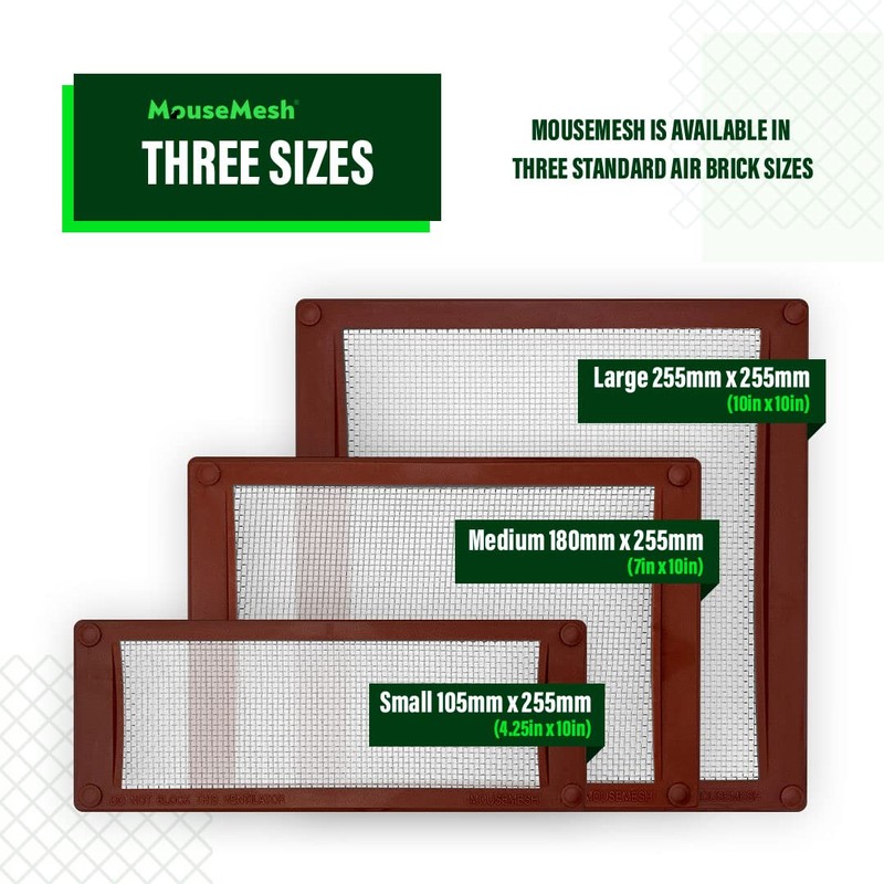 Mousemesh Medium Brown Pest Proofing Air Brick Vent Cover size
