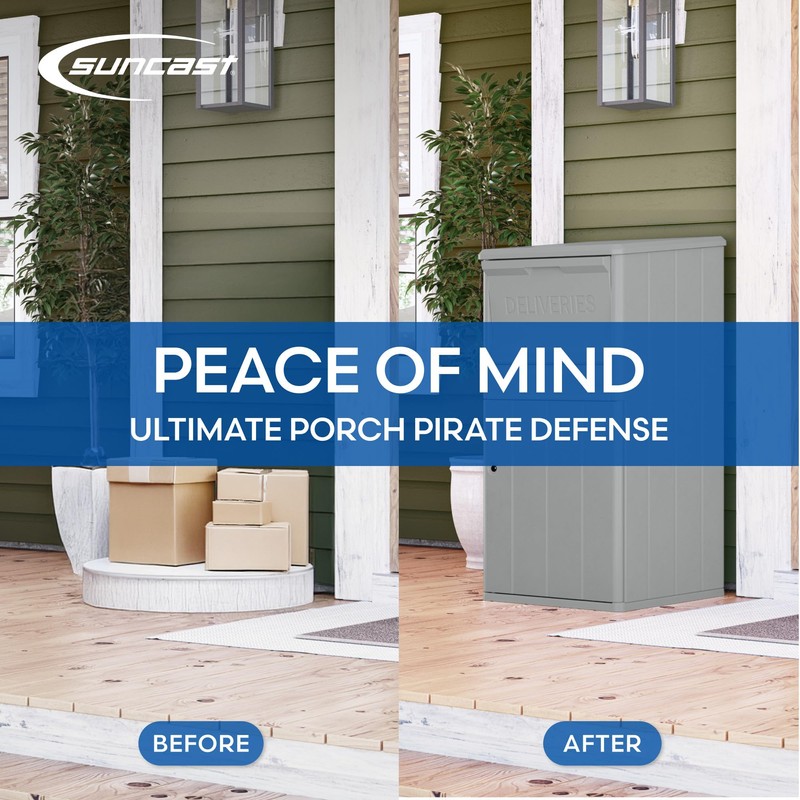 Suncast 33.5-Gallon Capacity Package Delivery Box, Parcel Drop Box with