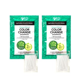 Red by Kiss Quick Cover Natural Herbal Color Change Shampoo 3 Pouches (2 PACK, Natural Black)