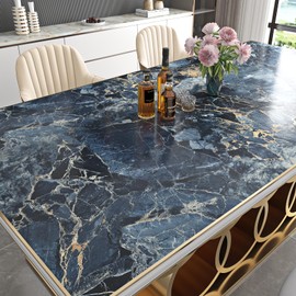 YENHOME Blue Countertop Self Adhesive Covering Waterproof 17.7"X276" Marble Contact Paper for Countertops Self Adhesive Contact Paper Peel and Stick Countertops for Bathroom Kitchen Cabinet Glossy