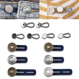 Botones Para Jeans De ExtensiÓN Ajustables, 12 Pack Botones Extensores Para Jeans Y Cuellos，6 Estilos, Extender InstantÁNeamente La Cintura De Los Pantalones, No Requiere Costura, Ajuste Perfecto