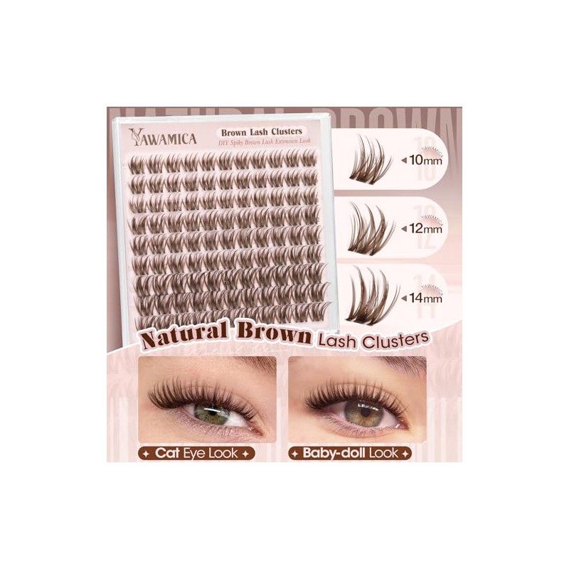 Brown Lash Clusters Natural Eyelash Clusters Soft Wispy Dark Brown