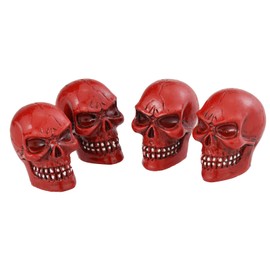 Temzzer Valve Tire Caps Skull Bike Tire Air Valve Covers Car Tire Rim Caps for Most Vehicles Bicycles Motorcycles (Red)