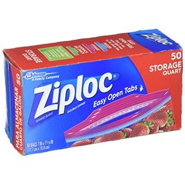 Double Zipper Storage Bags, Plastic, 1qt, Clear, 50/Box, Sold as 1 Box
