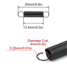 GUNGY Tension Springs with Hooks Piano Wire Tension Spring 20 mm Outer Diameter 4 mm Wire Diameter 0.35 mm Maximum Tensile Force 0.2 kg 0.35 x 4 x 20 mm Pack of 20