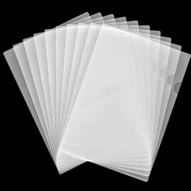 ATB-Foger 24Pcs Plastic Clear Document Folders Clear Plastic Wallets Clear Open Top and Side Plastic Folders for Office School Work Report Presentation Project Documents File