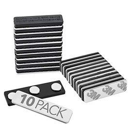 Mifflin Name Tag Magnets (10 Badge Holder Magnets, 44mm x 12mm), Name Tag Magnet Backs w/ 3 Extra-Strong Neodymium Magnets for ID Badge Holders