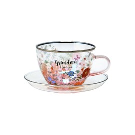 Pavilion- Grandma - 7 oz Glass Tea Cup and Saucer